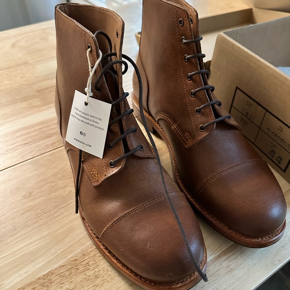 Men's Handmade Portuguese Brown Leather Boots - NEW